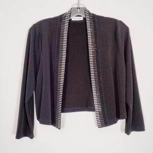 Calvin Klein Women's Black Beaded Bolero Cardigan One Size Party Business Casual
